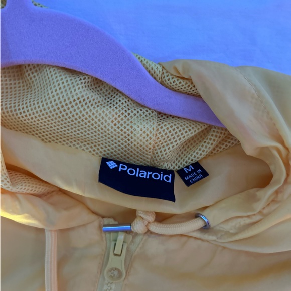 POLAROID “ BE ORIGINAL ” RAINBOW COLORS WINDBREAKER HOODED JACKET SZ M - Picture 2 of 3